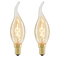 40 Watt Vintage Light Bulb - Bent Cap E14 Small Edison Screw Squirrel Cage Candle - Gold Tinted - 2 Pack