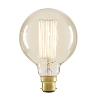40 Watt Vintage Light Bulb - Globe B22 Bayonet Cap Squirrel Cage - Clear