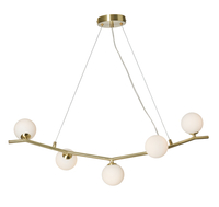 5 Light Bar Ceiling Pendant with Opal Shades - Brass