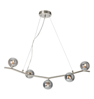 5 Light Bar Ceiling Pendant with Smoked Shades - Satin Nickel