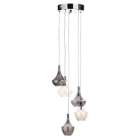 5 Light Ceiling Cluster Pendant - Smoke and Champagne