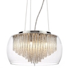5 Light Ceiling Pendant Bowl Shade with Aluminium Rods - Chrome & Glass