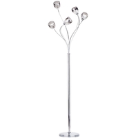 5 Light Spiral Floor Lamp with Smoke Effect Glass Shades - Chrome