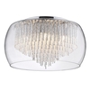 5 Light Tiered Glass Shade with Aluminium Rods - Chrome & Glass