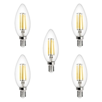 5 Pack of 4 Watt LED Vintage Style E14 Small Edison Screw Candle Light Bulbs - Natural White