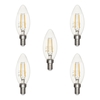 5 Pack of 4 Watt LED Vintage Style E14 Small Edison Screw Candle Light Bulbs - Warm White
