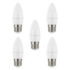 5 Pack of 4.9 Watt LED E27 Edison Screw 4000K Candle Light Bulbs - Cool White