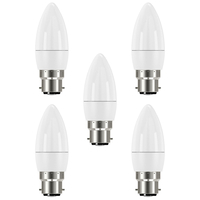 5 Pack of 5.9 Watt LED B22 Bayonet Cap Candle Light Bulbs - Cool White