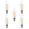 5 Pack of 6 Watt LED E14 Small Edison Screw 6000K Filament Light Bulbs - Cool White