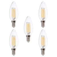 5 Pack of 6 Watt LED E14 Small Edison Screw 6000K Filament Light Bulbs - Cool White
