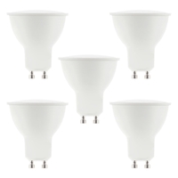 5 Pack of 7 Watt LED GU10 3000K Light Bulb - Warm White