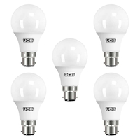 5 Pack of 8.5 Watt LED B22 Bayonet Cap 6500K Light Bulbs - Cool White