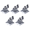 5 Pack of IP65 Rated GU10 Fixed Position Square Downlighter - Chrome