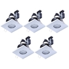 5 Pack of IP65 Rated GU10 Fixed Position Square Downlighter - White