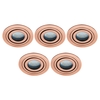 5 Pack of IP65 Rated GU10 Tiltable Circular Downlighter - Brushed Copper