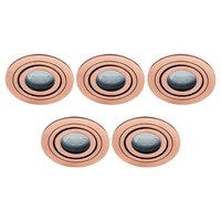 5 Pack of IP65 Rated GU10 Tiltable Circular Downlighter - Brushed Copper