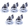 5 Pack of IP65 Rated GU10 Tiltable Circular Downlighter - Chrome