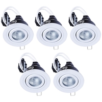 5 Pack of IP65 Rated GU10 Tiltable Circular Downlighter - White