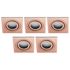 5 Pack of IP65 Tiltable Square Downlighter - Brushed Copper