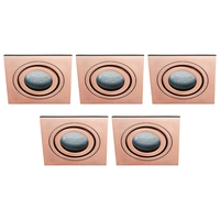5 Pack of IP65 Tiltable Square Downlighter - Brushed Copper