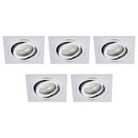 5 Pack of IP65 Tiltable Square Downlighter - Chrome