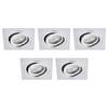 5 Pack of IP65 Tiltable Square Downlighter - Chrome