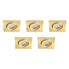 5 Pack of IP65 Tiltable Square Downlighter - Satin Brass
