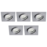 5 Pack of IP65 Tiltable Square Downlighter - Satin Nickel