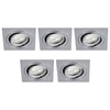 5 Pack of IP65 Tiltable Square Downlighter - Satin Nickel