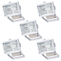 5 Pack of Outdoor 100 Watt Wall Security Floodlights - White