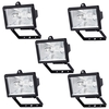 5 Pack of Outdoor 150 Watt Floodlights with Free Bulbs - Black