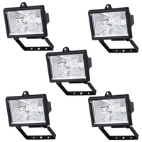5 Pack of Outdoor 150 Watt Floodlights with Free Bulbs - Black