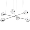 6 Light LED Glass Ball Bar Ceiling Pendant - Chrome