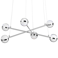 6 Light LED Glass Ball Bar Ceiling Pendant - Chrome