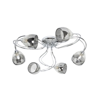 6 Light Semi Flush Ceiling Light with Glass Shades - Chrome