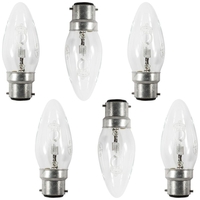 6 Pack of 28 Watt B22 Bayonet Cap Candle Light Bulbs - Clear