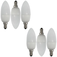 6 Pack of 9 Watt Energy Saving CFL E14 Small Edison Screw Candle Light Bulb - Opal
