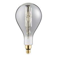 6 Watt LED E27 Edison Screw Oversized Filament Pear Bulb - Smoke