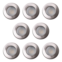 8 Pack of Diecast IP65 Rated Downlight with LED Bulbs - Brushed Chrome