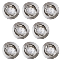8 Pack of Diecast Tilt Downlight with LED Bulbs - Brushed Chrome