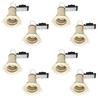 8 Pack of Fixed Fire Rated Cast Recessed GU10 Downlight - Brushed Brass