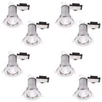8 Pack of Fixed Fire Rated Downlighters with LED Bulbs - Chrome