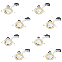 8 Pack of Fixed Recessed GU10 Downlight with LED Bulbs - Brushed Brass
