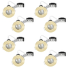 8 Pack of IP65 Rated Recessed GU10 Downlight with LED Bulbs - Brushed Brass