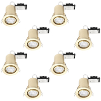 8 Pack of Tilt Fire Rated Recessed GU10 Downlight with LED Bulbs - Brushed Brass