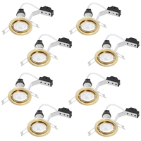 8 Pack of Tilt Recessed GU10 Downlight with LED Bulbs - Brushed Brass