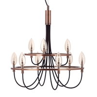 9 Light Vintage Style Chandelier - Copper