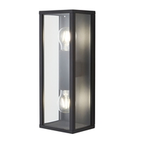 Acrea 2 Light Glass Panel Outdoor Wall Light - Black