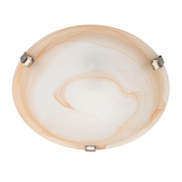 Alabaster Glass Flush Ceiling Light - Amber