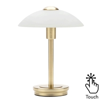 Alabaster Shade Touch Table Lamp - Satin Brass